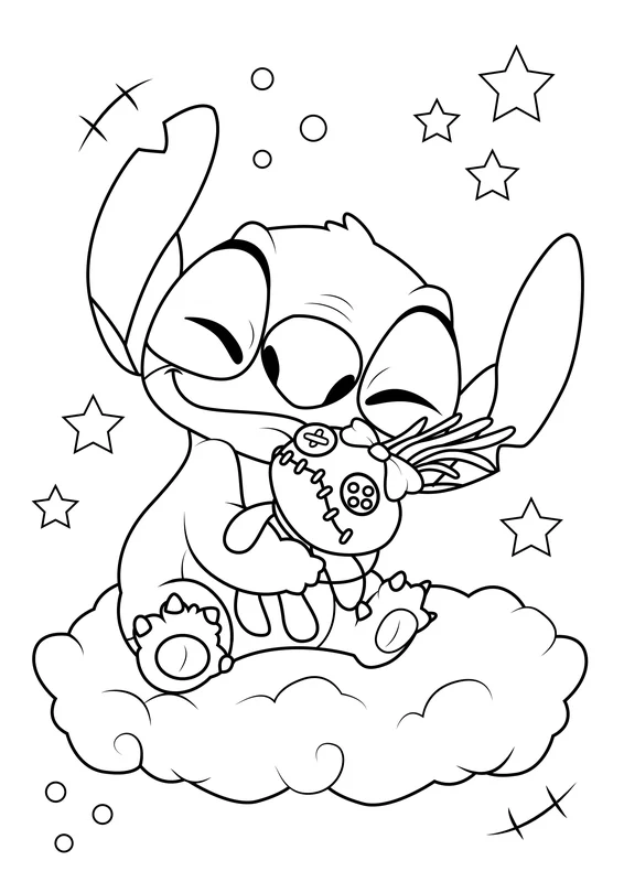 Stitch Cuddly Toy Coloring Page