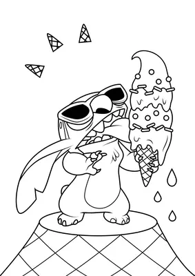 Stitch Eating a Big Ice Cream