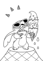 Stitch Eating a Big Ice Cream