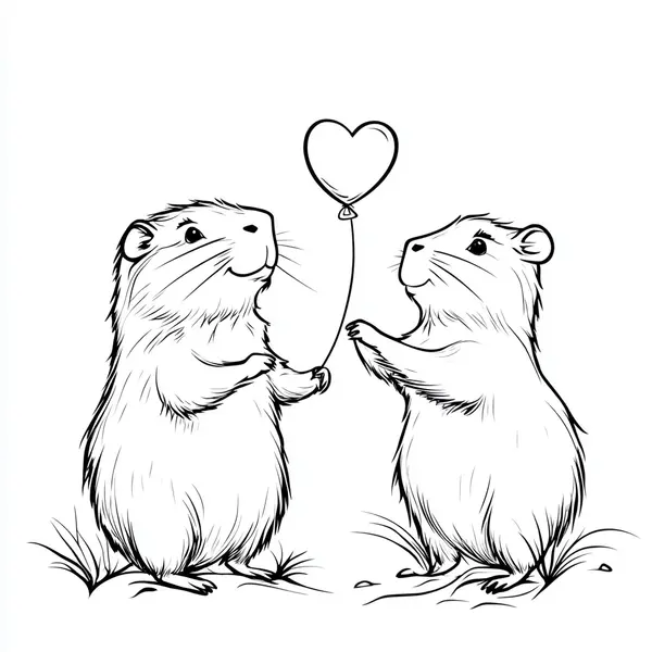 Capybara Heart Coloring Page