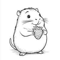 Cute Capybara holding a Strawberry