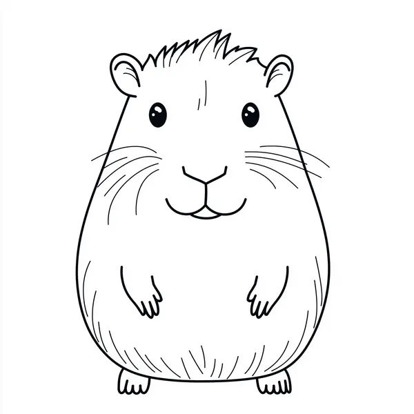 Kawaii Capybara Coloring Page