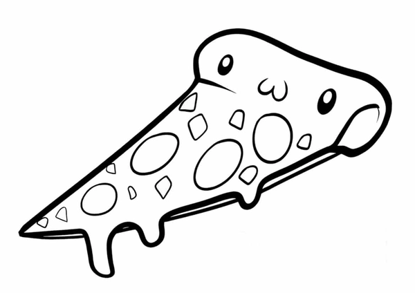Kawaii Pizza Slice Coloring Page