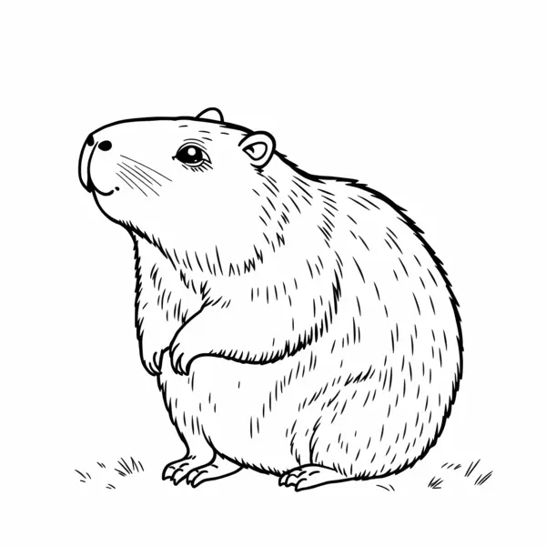 Dibujo para Colorear Capibara sentado