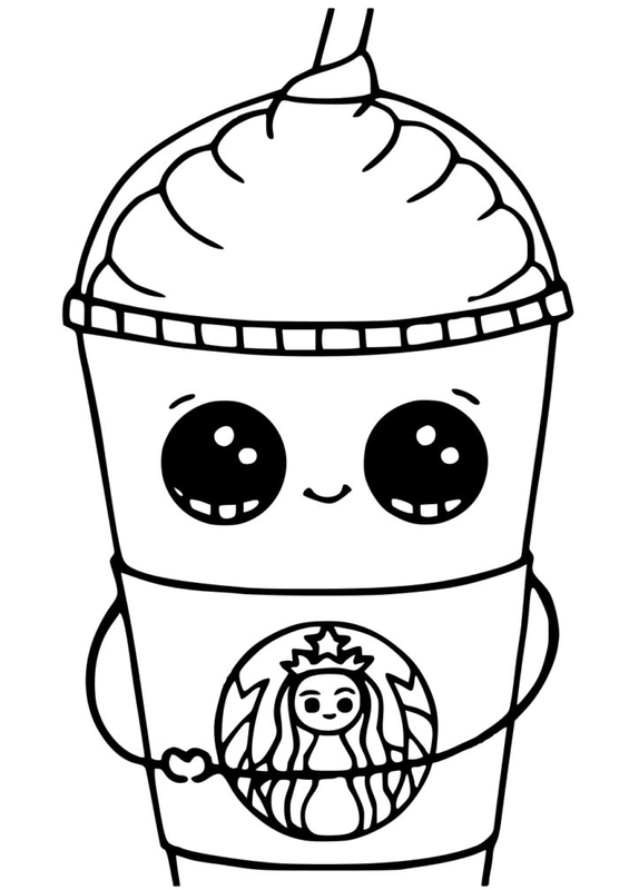 Kawaii Starbucks Coloring Page