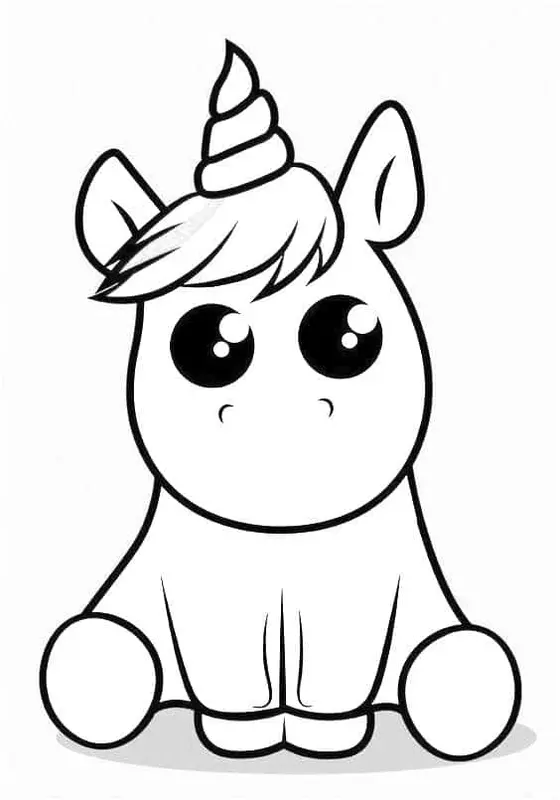 Kawaii Unicorn Coloring Page