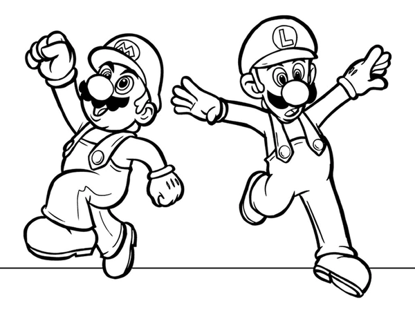 Mario en Luigi Kleurplaat