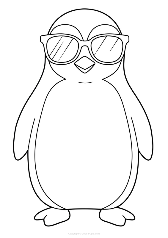 Coloriage Pingouin cool portant des lunettes de soleil