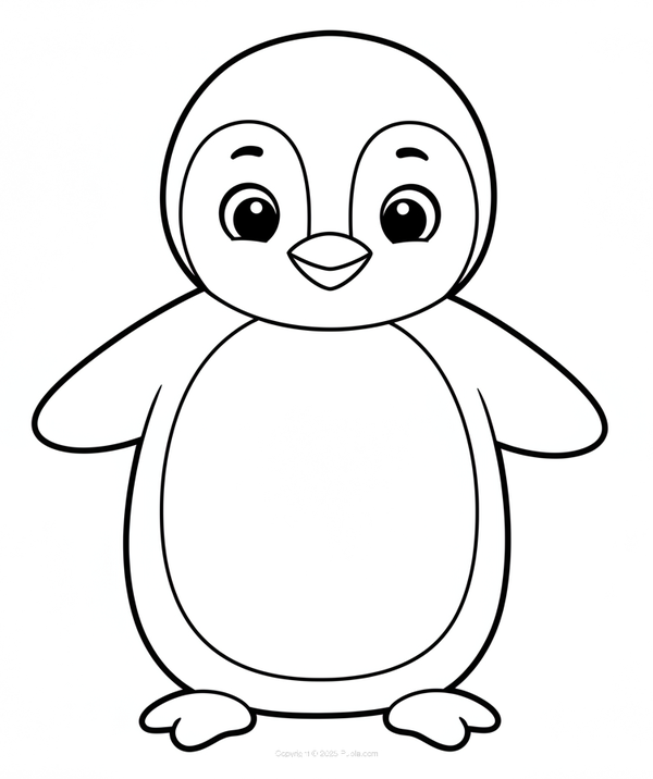 Dibujo para Colorear Lindo y pequeño pingüino