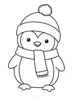 Pingüino con gorro y bufanda