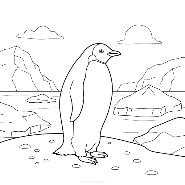 Penguin on the South Pole Coloring Page