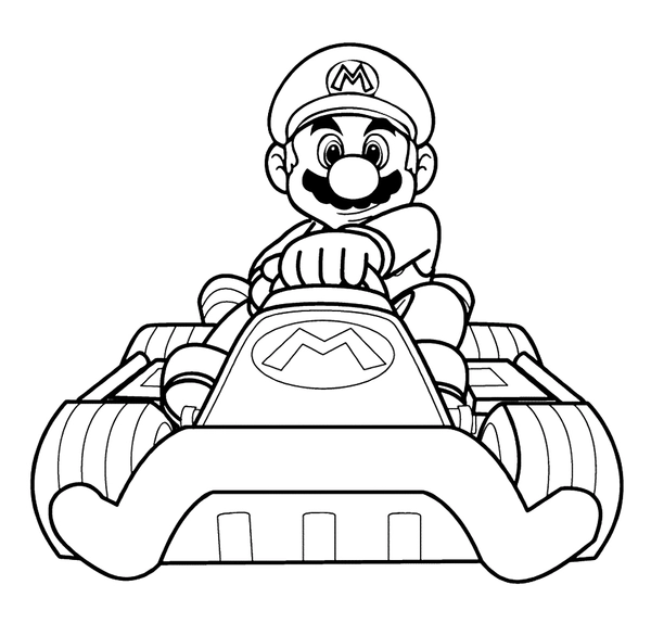 Mario in Kart Coloring Page