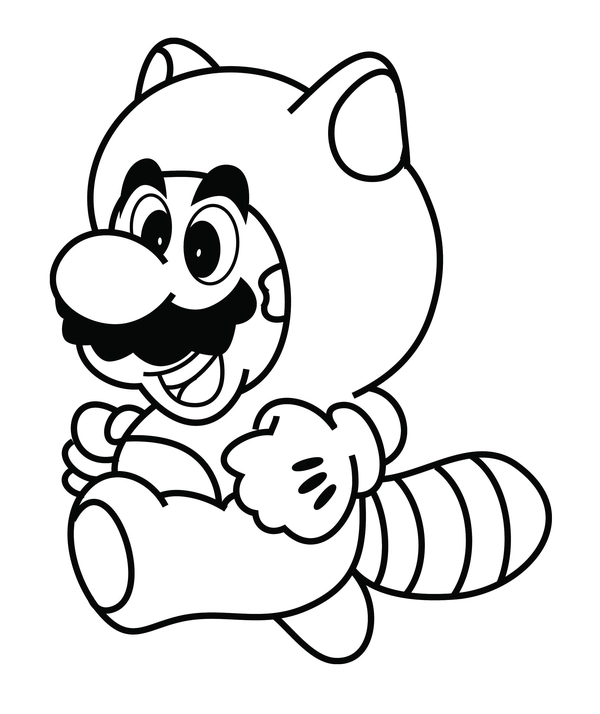Mario in Tanooki Coloring Page