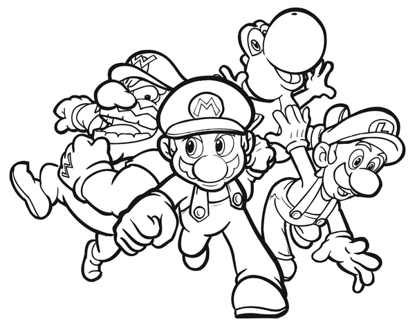 Mario Team Coloring Page
