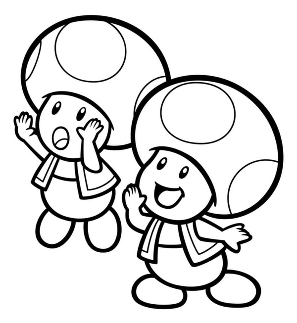 Mario Two Toads Coloring Page
