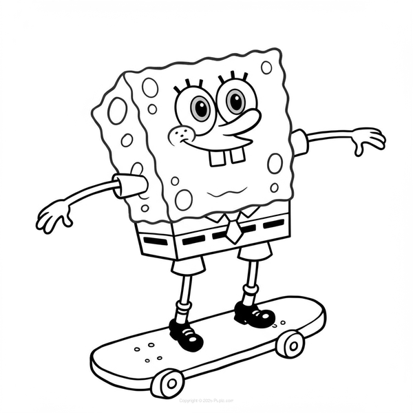 Dibujo para Colorear Bob Esponja en monopatín