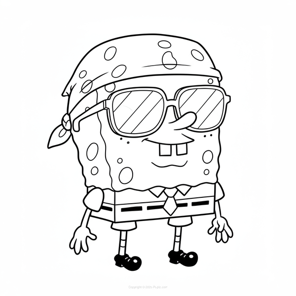 Spongebob trägt ein Bandana Ausmalbild