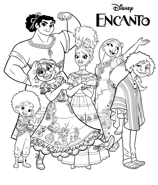 Encanto Full Cast Coloring Page