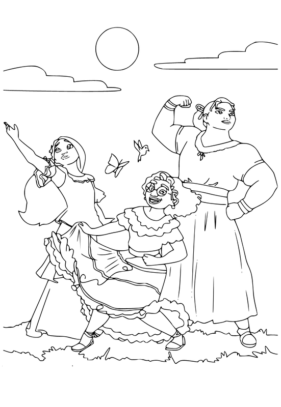 Encanto Isabela Mirabel and Luisa Coloring Page