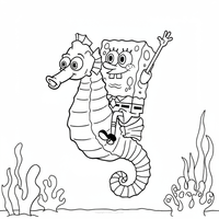 Spongebob Riding a Seahorse