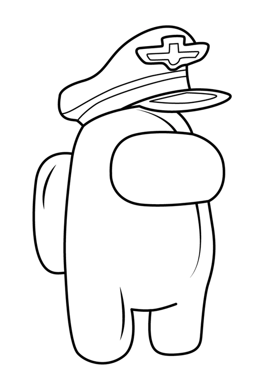 Among Us Captain Hat Coloring Page