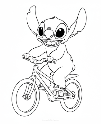 Stitch Riding a Bicycle