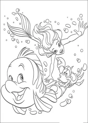 Ariel Flounder and Sebastian Swimming