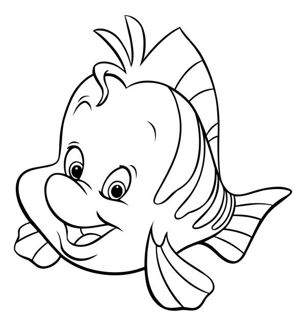Ariel Happy Flounder Coloring Page