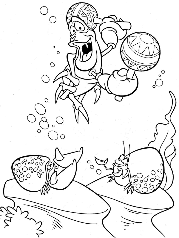 Ariel Sebastian mit Sambakugeln Ausmalbild