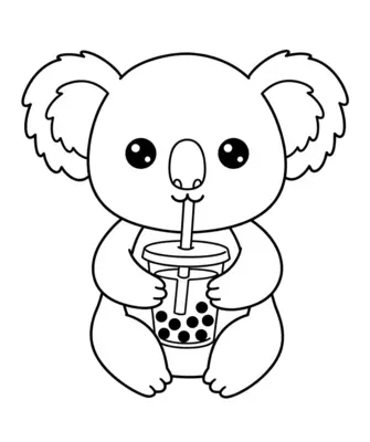 Cute Koala Drinking a Boba Tea