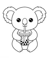 Cute Koala Drinking a Boba Tea