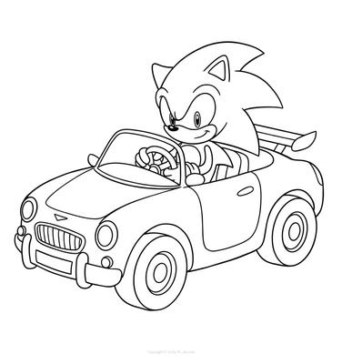 Sonic au volant d'une voiture