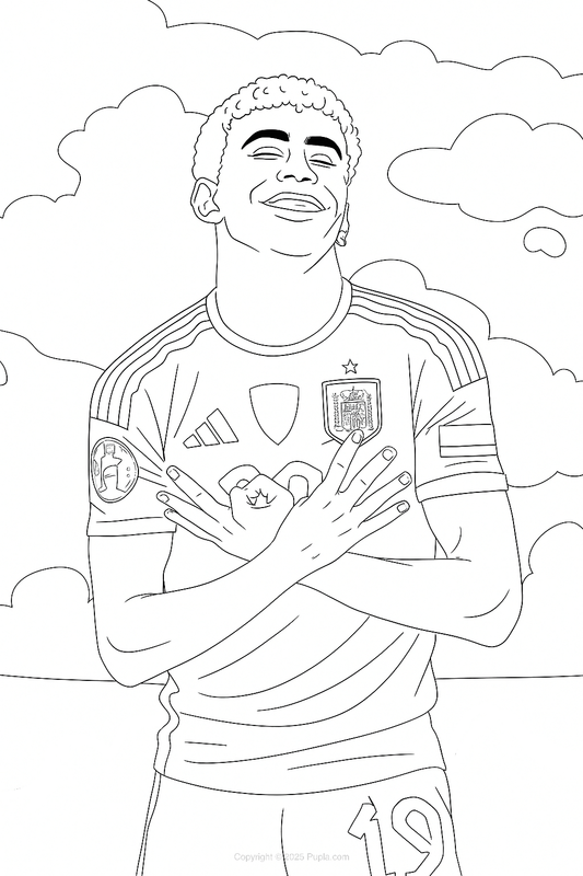 Lamine Yamal trademark celebration Coloring Page