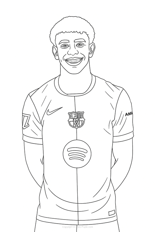 Dibujo para Colorear Lamine Yamal posa para la cámara