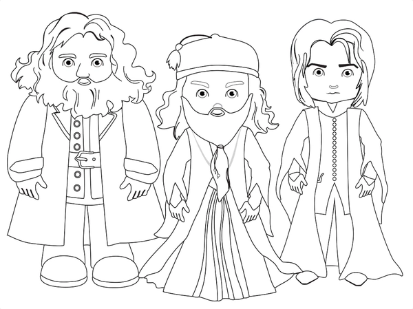 Harry Potter Hagrid Dumbledore and Snape Coloring Page