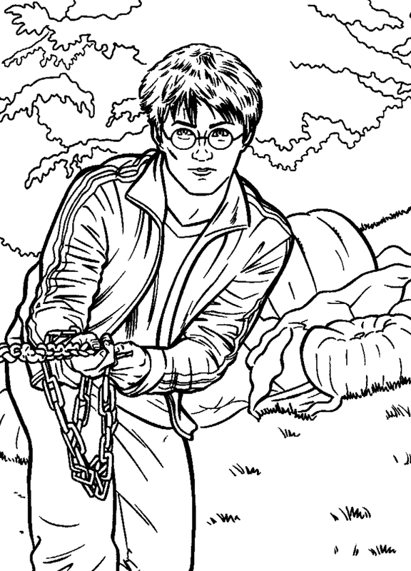 Dibujo para Colorear Cadena de arrastre Harry Potter