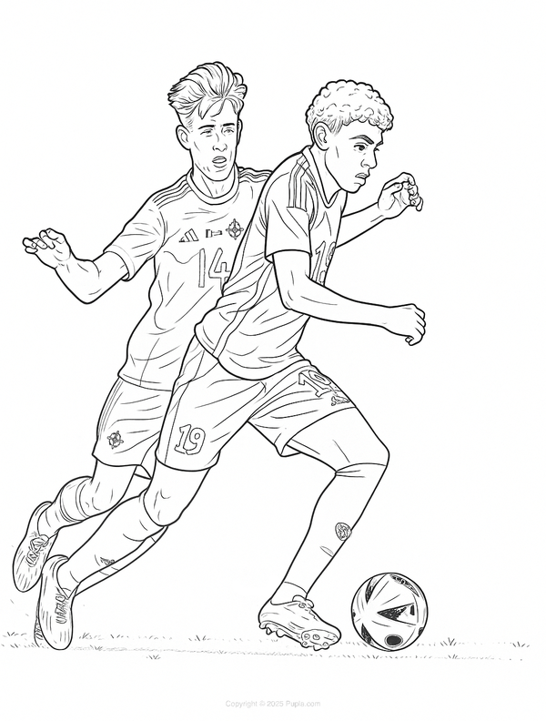 Lamine Yamal passes opponent Coloring Page