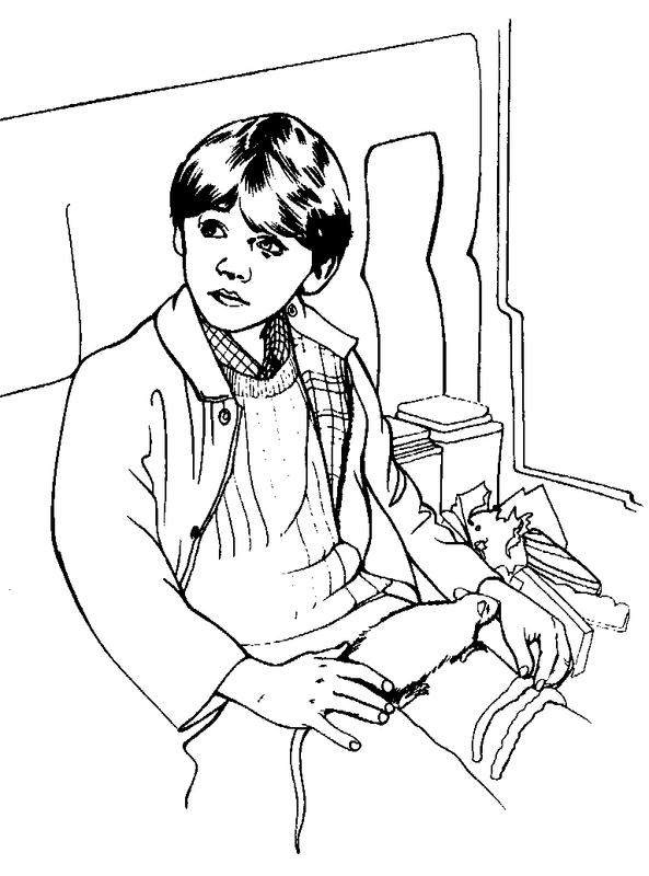 Harry Potter Ron Weasley in Train Coloring Page