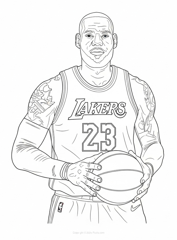 LeBron James holding a basketball Coloring Page