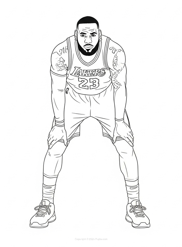 LeBron James in ready position Coloring Page
