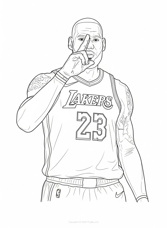 LeBron James holding up two fingers Coloring Page