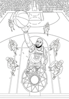 LeBron James dunking in a full stadium