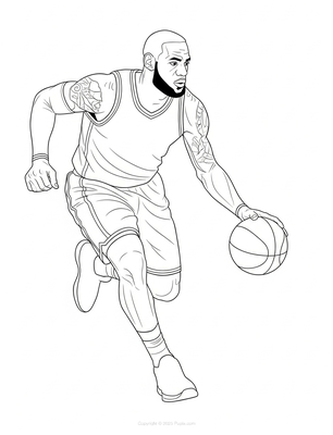 LeBron James dribbling with the ball