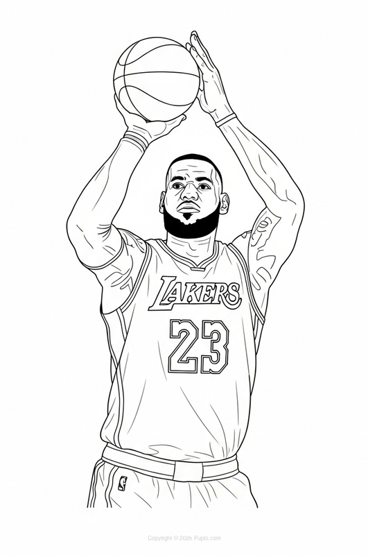 LeBron James shooting Coloring Page