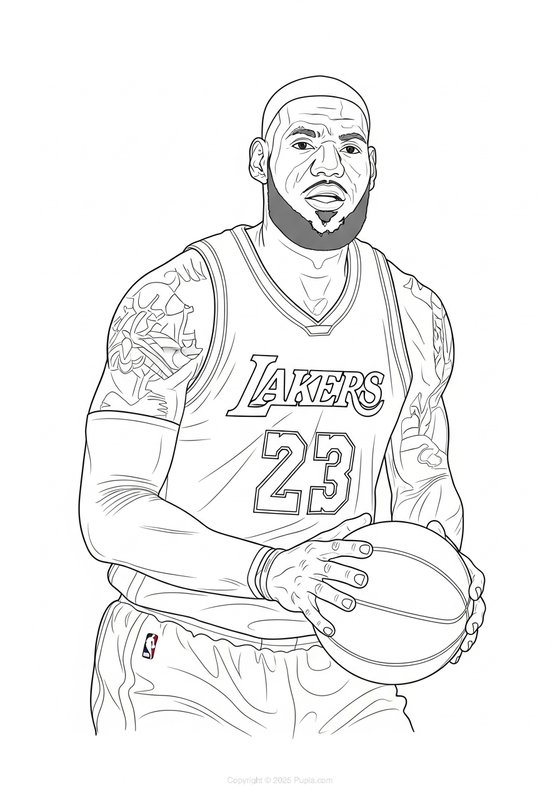 LeBron James ready to shoot Coloring Page