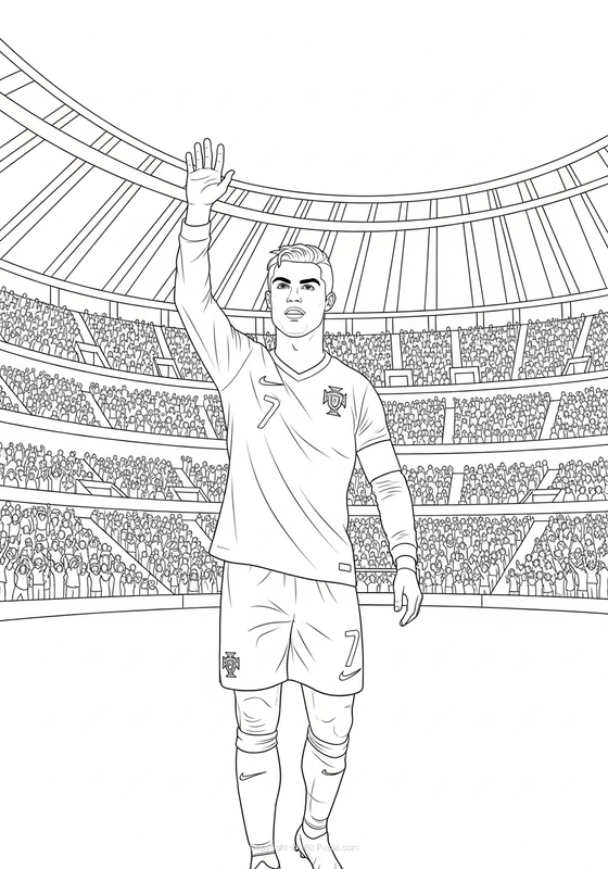 Ronaldo in a full stadium Coloring Page