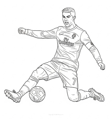Ronaldo sliding towards the ball