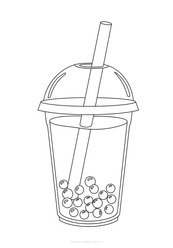Boba Tea simple Coloring Page