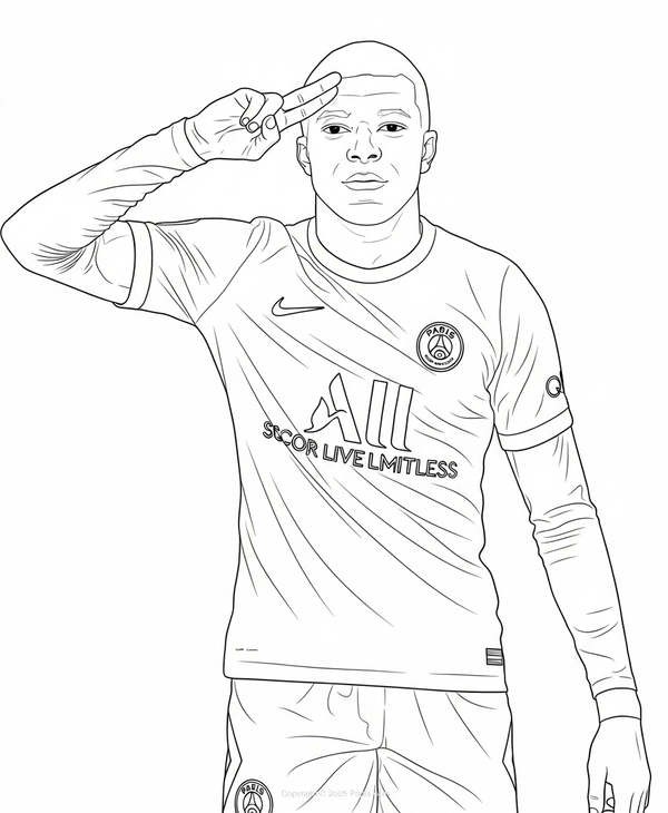 Coloriage Célébration du but de Mbappé