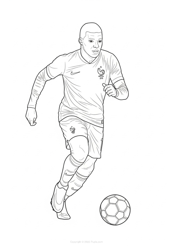 Dibujo para Colorear Mbappé corre con el balón